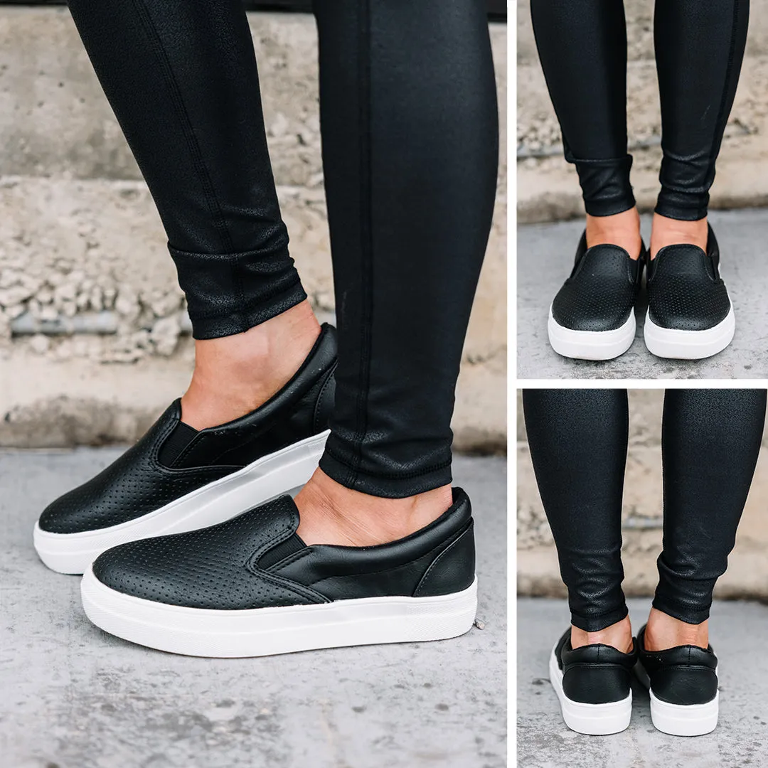 Always Here For Fun Black Platform Sneakers