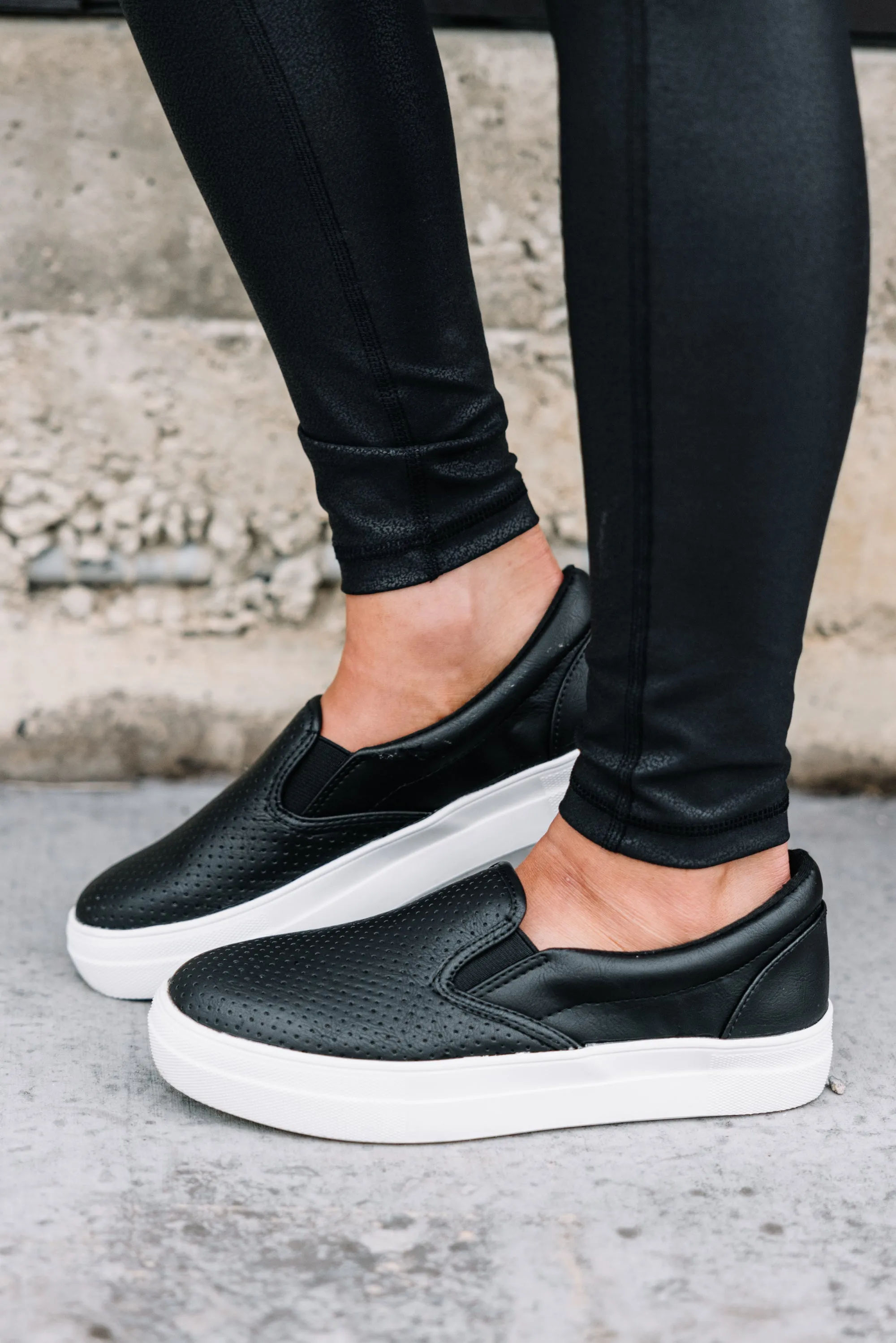 Always Here For Fun Black Platform Sneakers