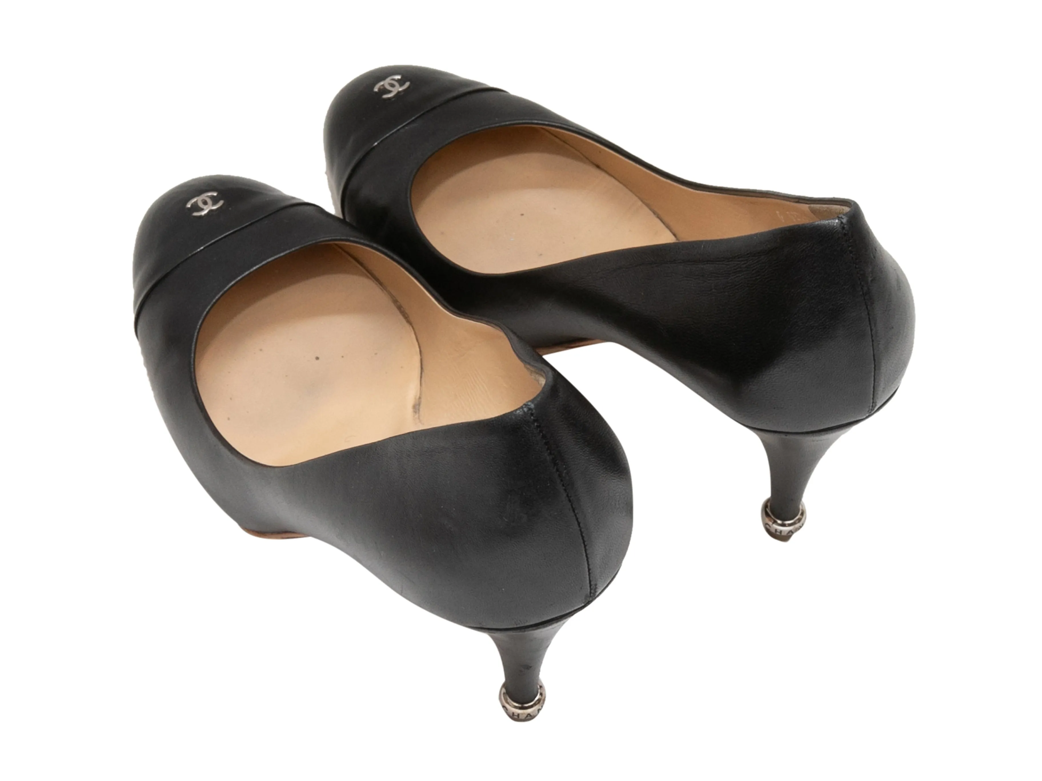 Black Chanel Cap-Toe CC Pumps Size 41.5