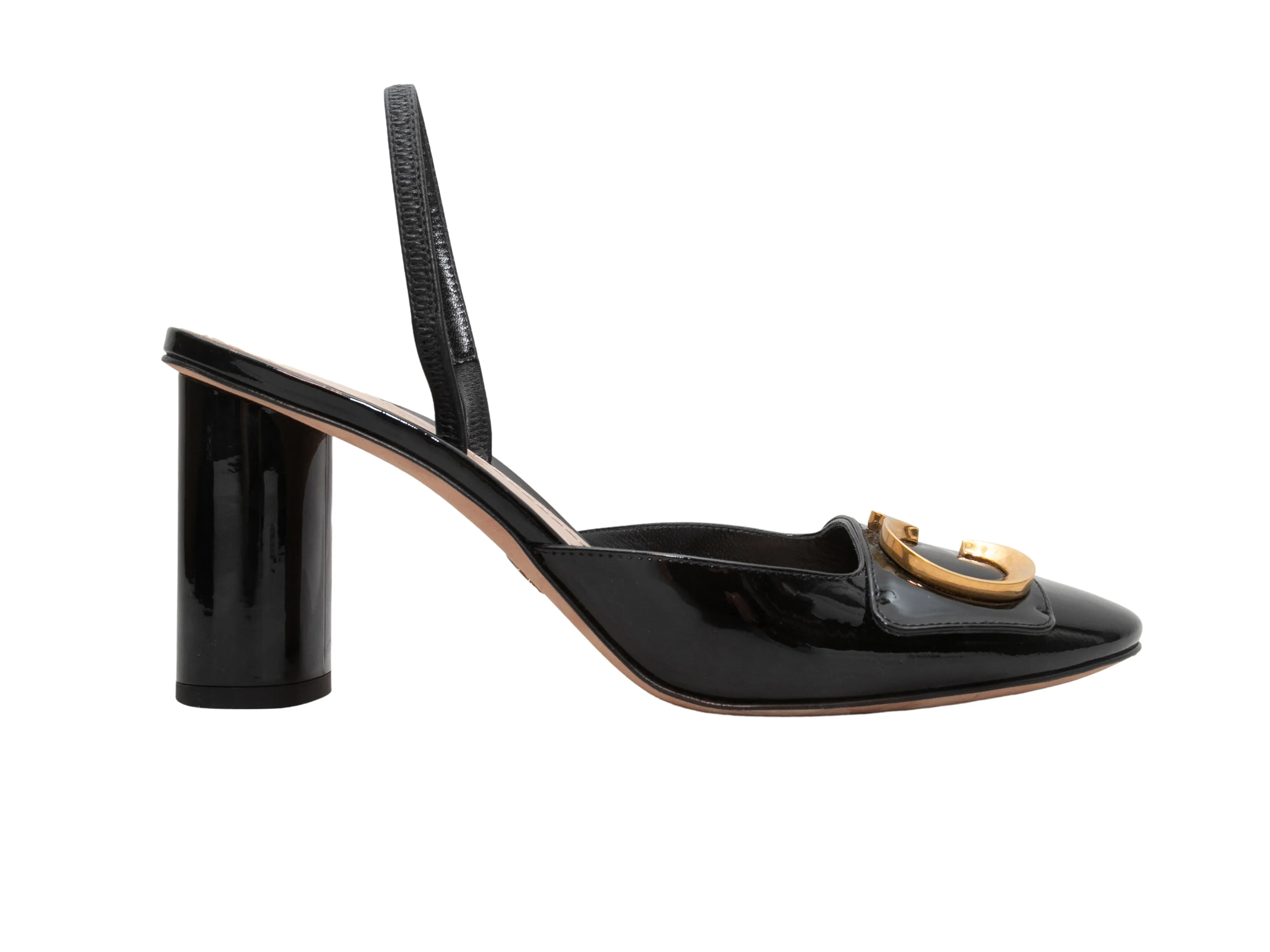 Black Christian Dior C'est Dior Patent Slingback Heels Size 37.5