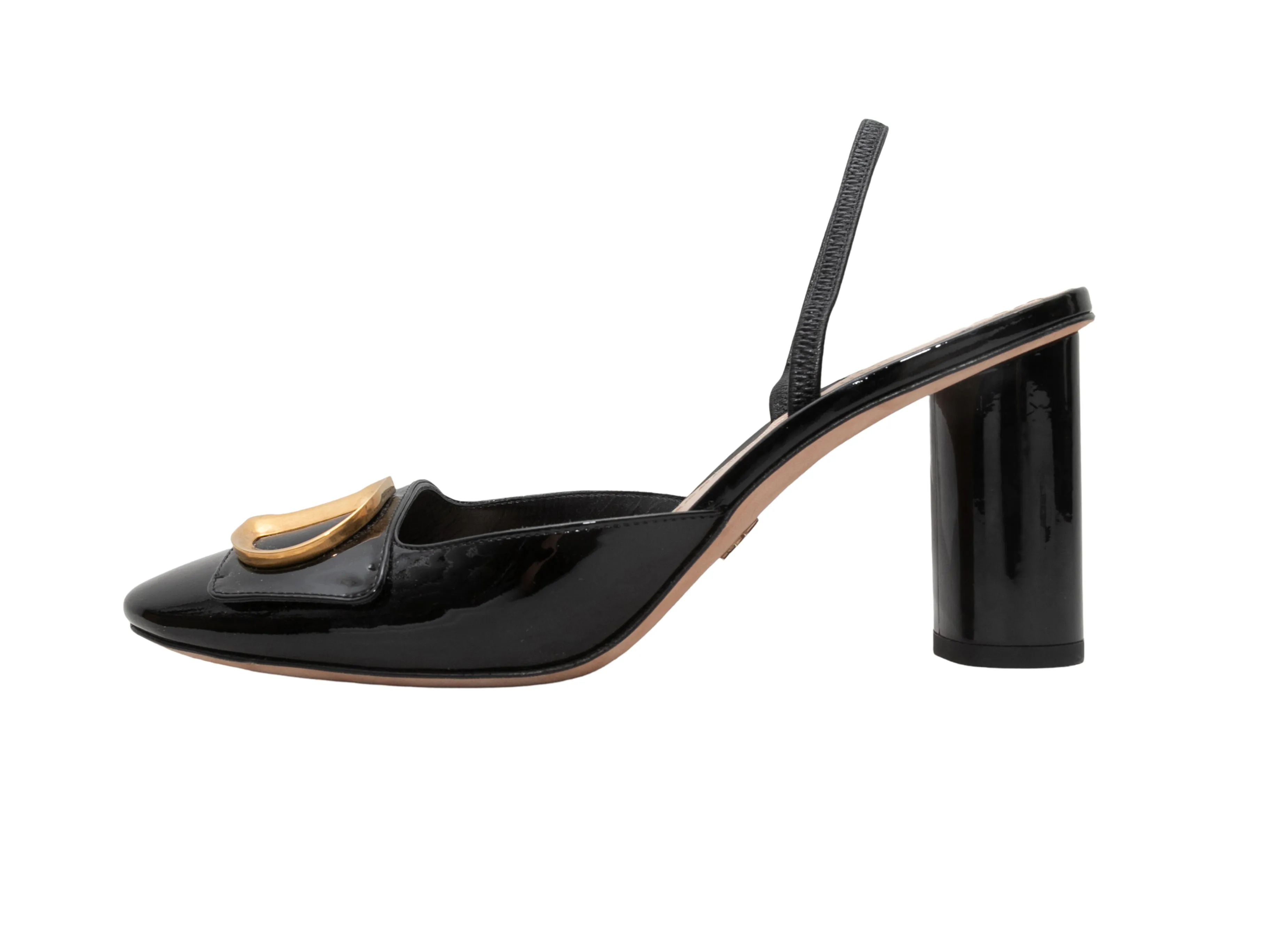 Black Christian Dior C'est Dior Patent Slingback Heels Size 37.5