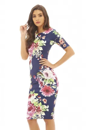 Bold Printed Floral Bodycon Dress