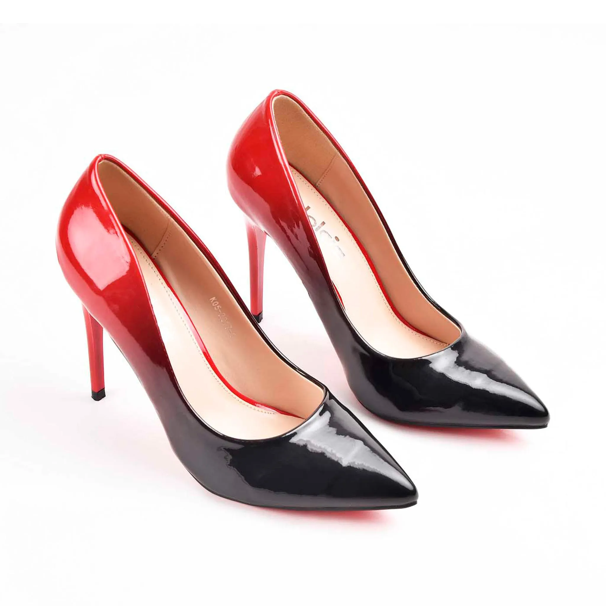 Bold Red and Black Gradient Stiletto Heels | 475M-E