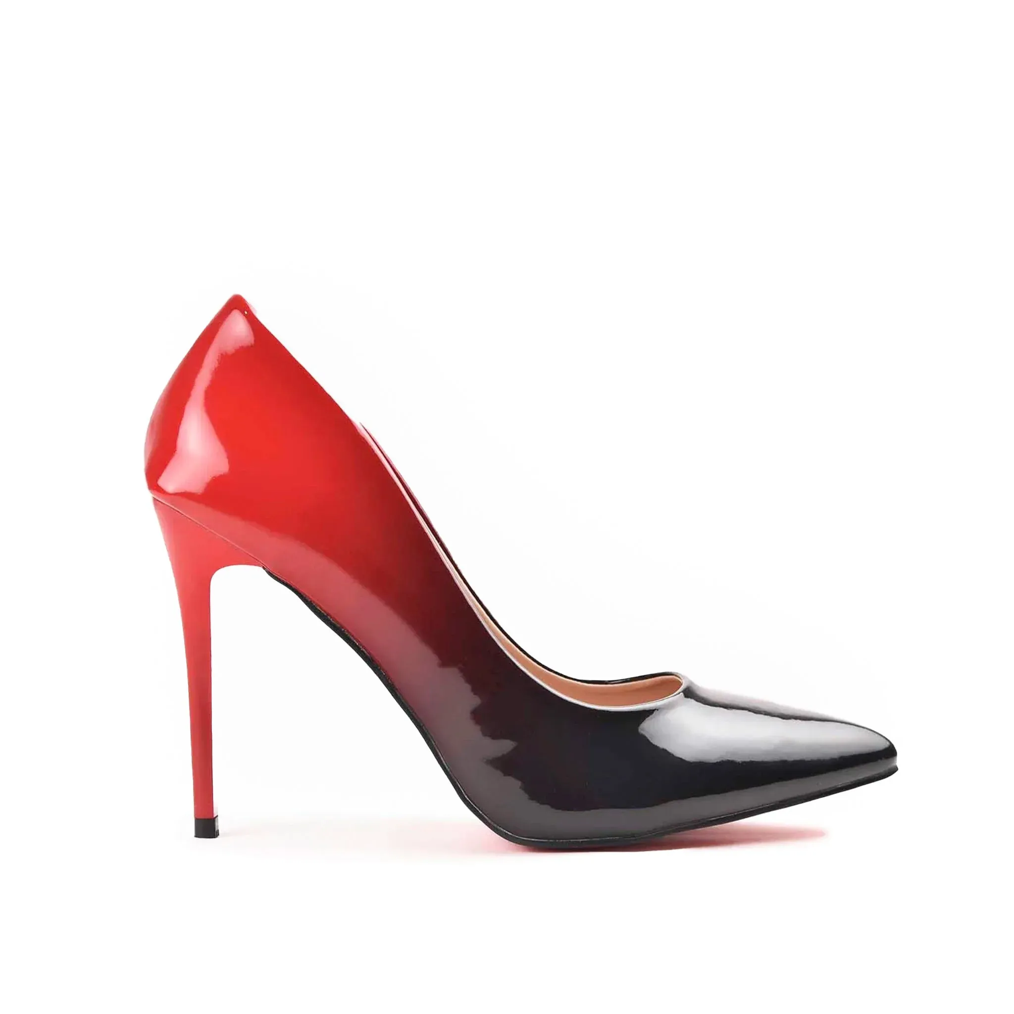 Bold Red and Black Gradient Stiletto Heels | 475M-E