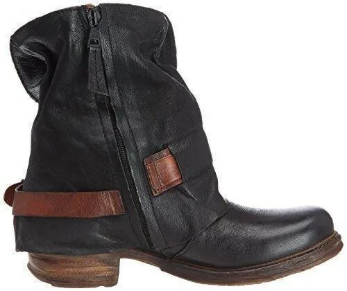 British Retro Flat Martin Boots Female Belt Buckle Cuffed Two Wear Boots