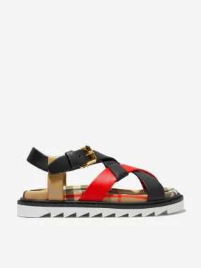 Burberry Unisex Leather Check Sandals