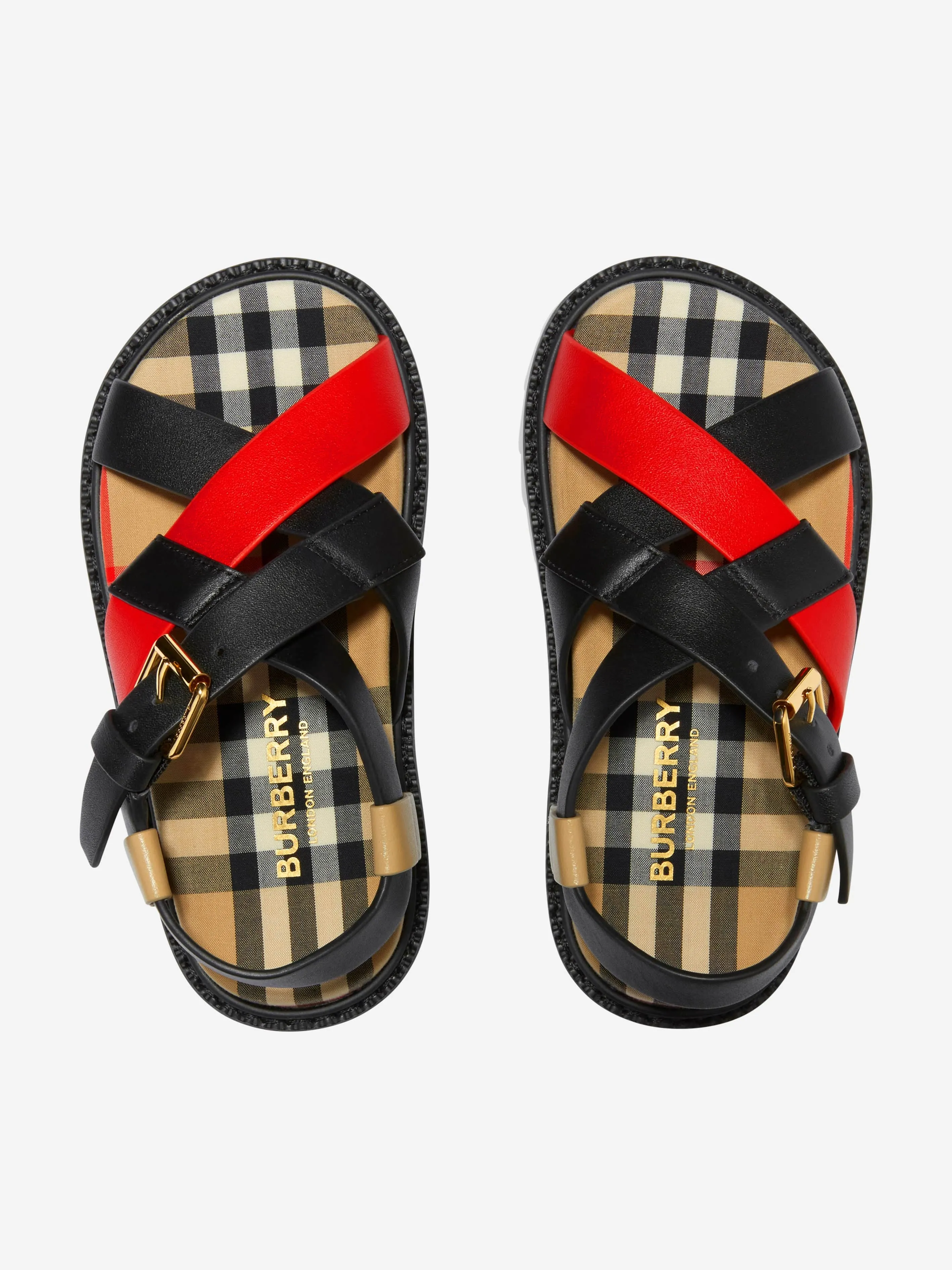 Burberry Unisex Leather Check Sandals