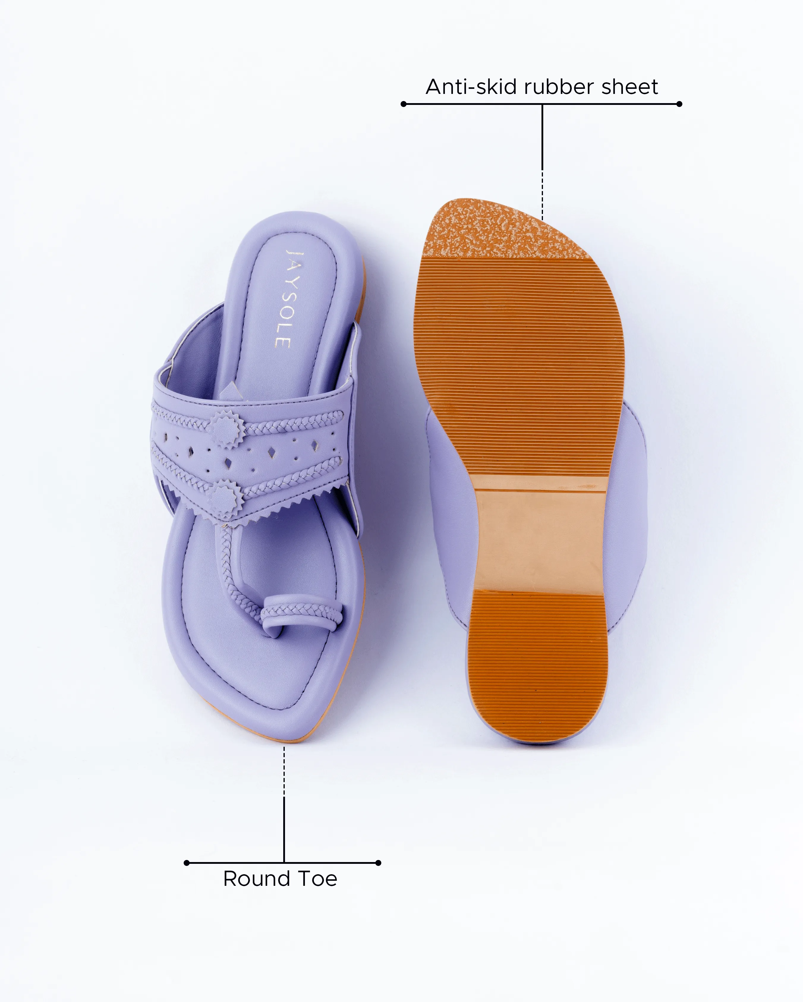 Chatelle Lavender Solid Kolha Flats