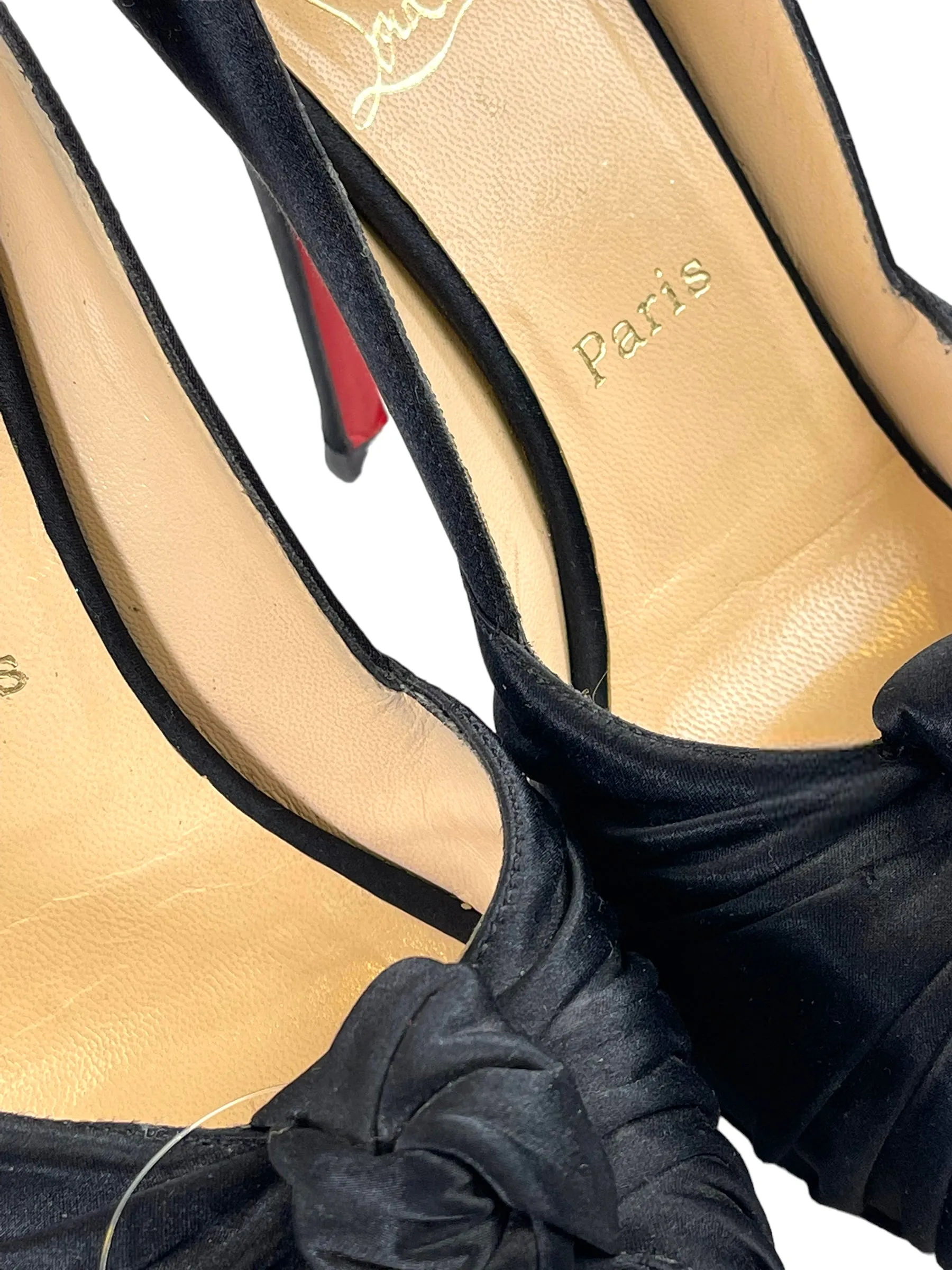 Christian Louboutin Black Satin Bow Heels - UK 6.5 / 40