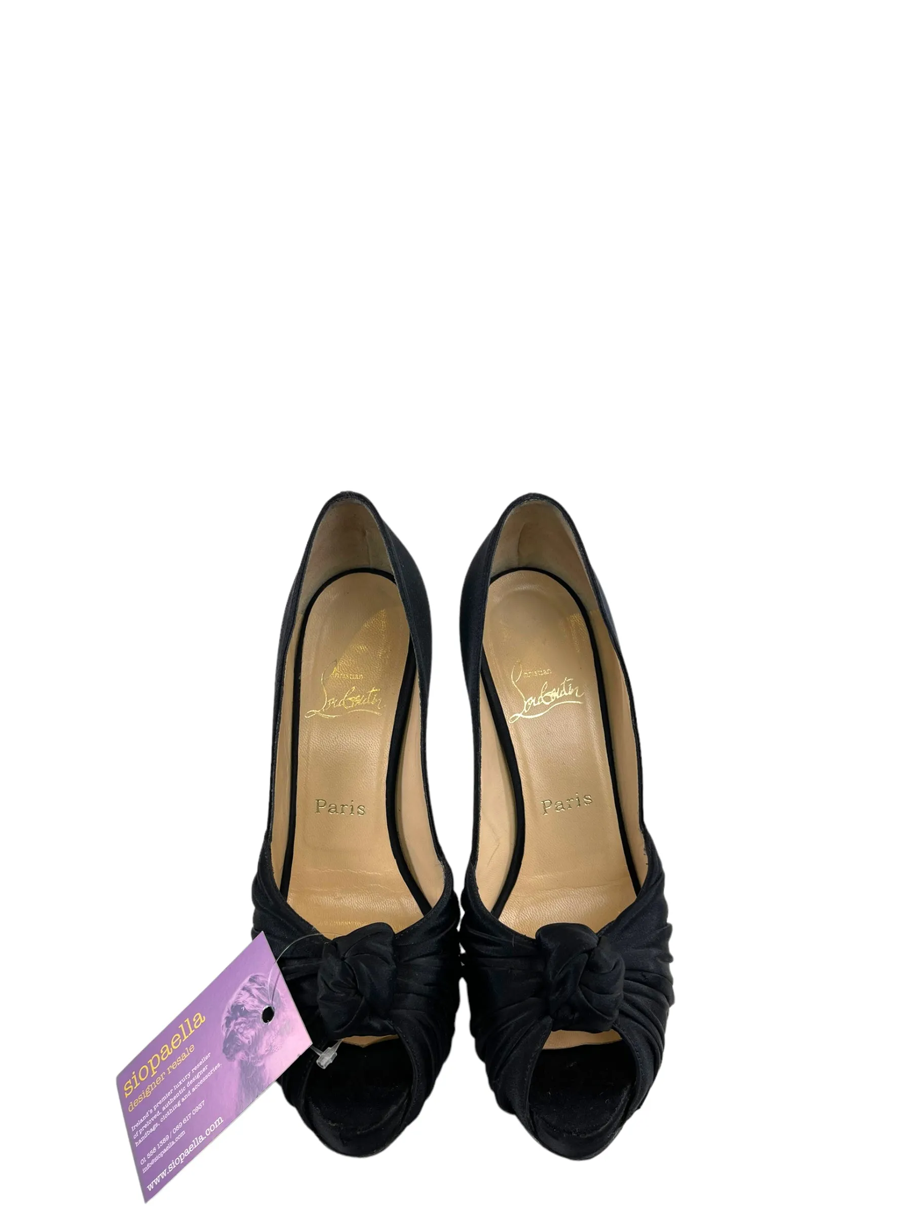 Christian Louboutin Black Satin Bow Heels - UK 6.5 / 40