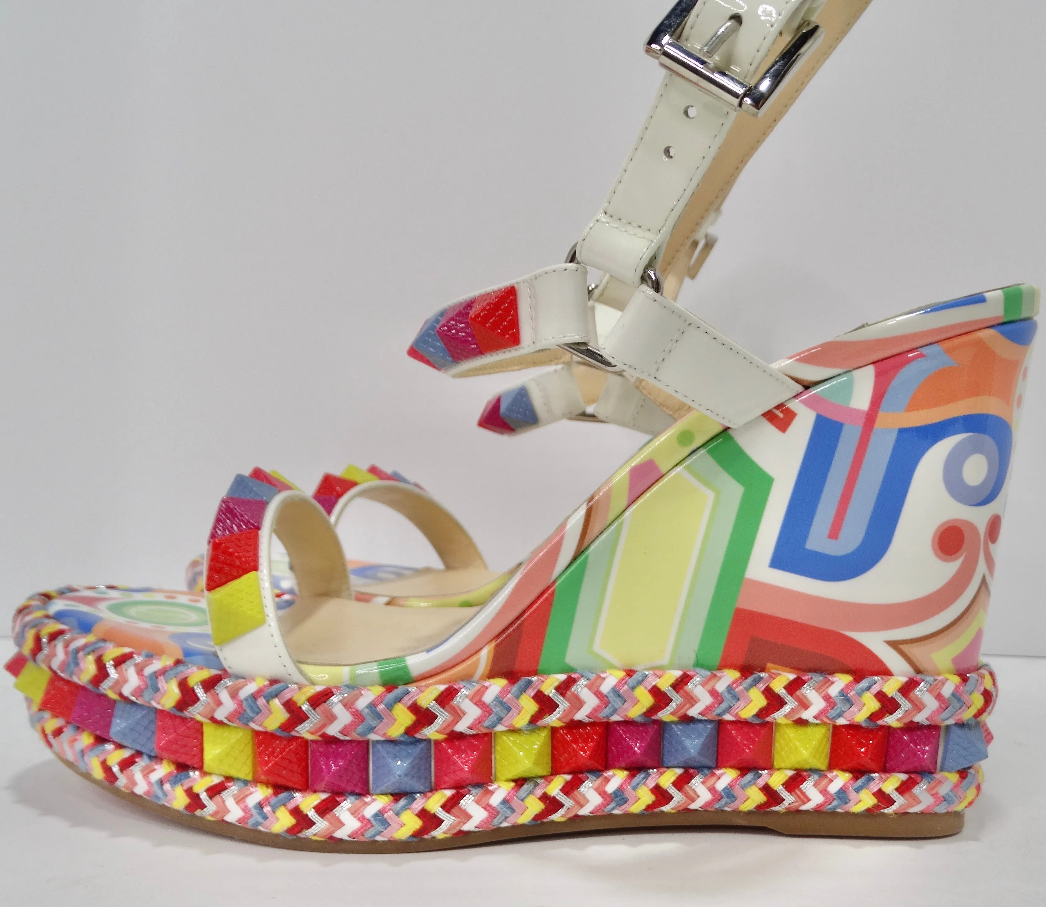 Christian Louboutin Multicolor Printed Stud Wedges