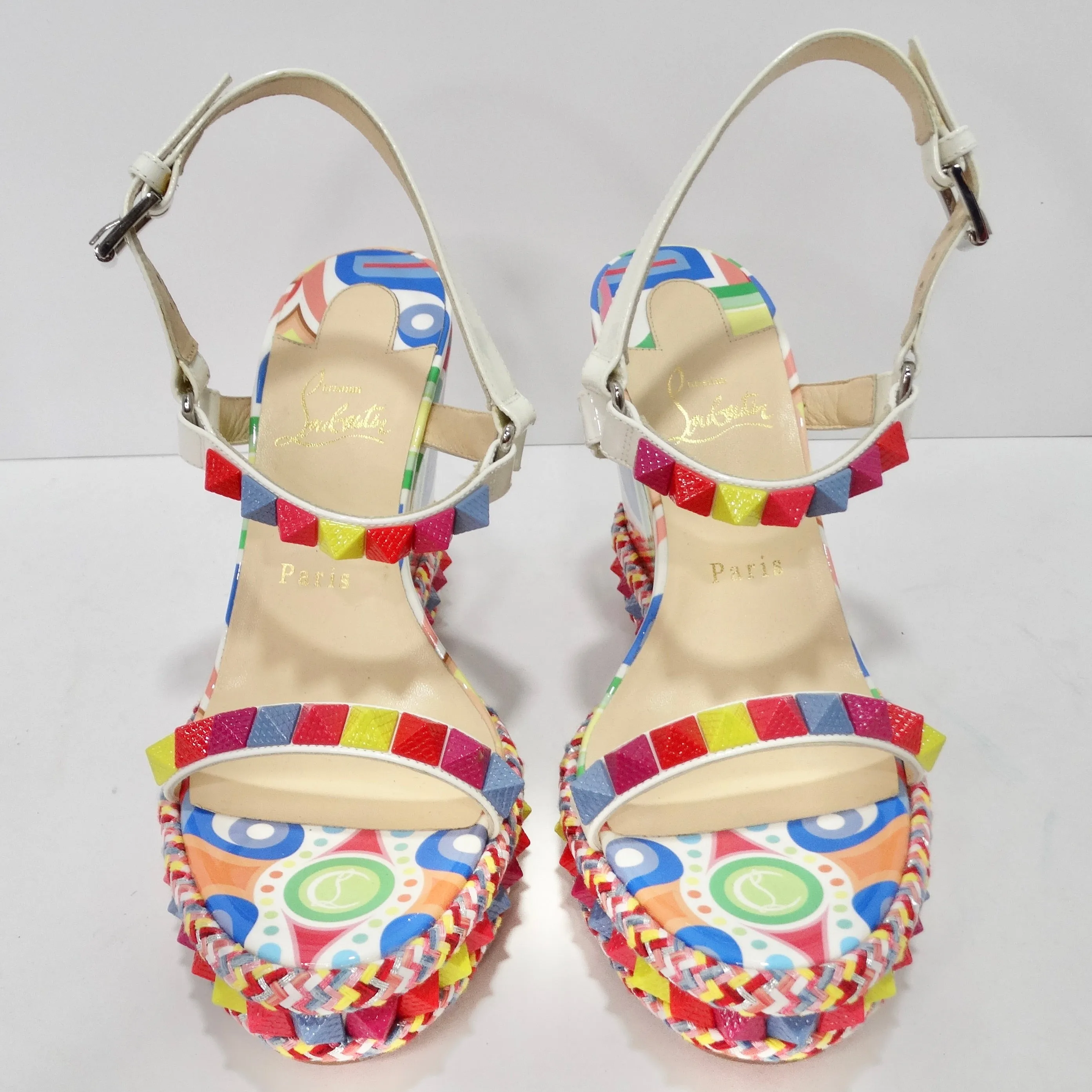 Christian Louboutin Multicolor Printed Stud Wedges