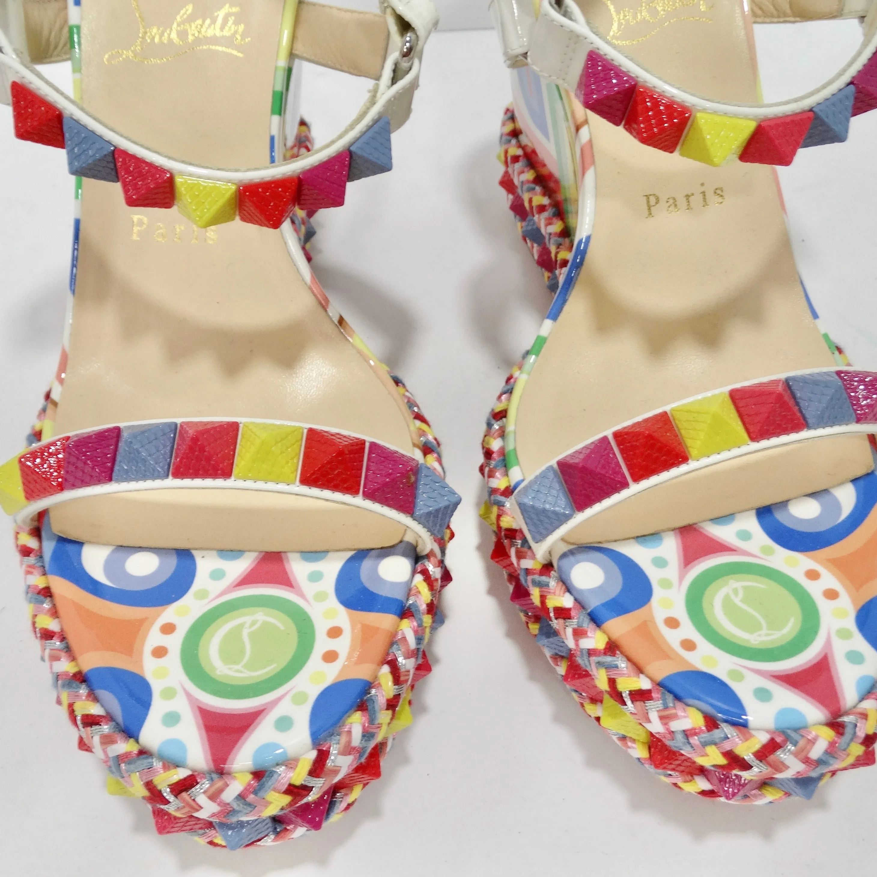 Christian Louboutin Multicolor Printed Stud Wedges