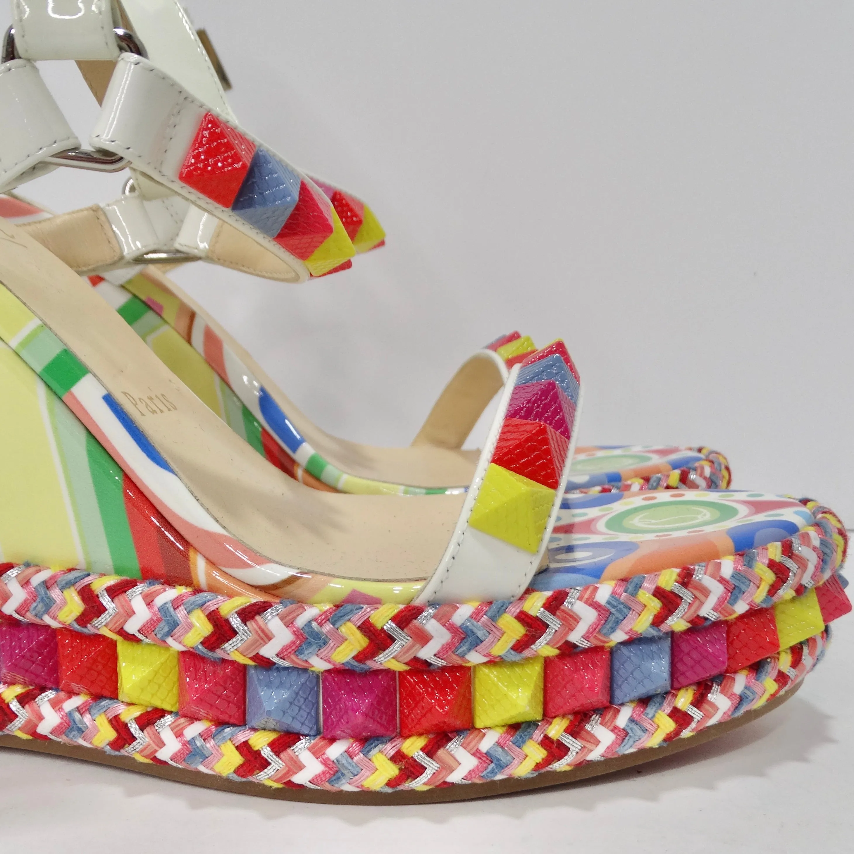 Christian Louboutin Multicolor Printed Stud Wedges