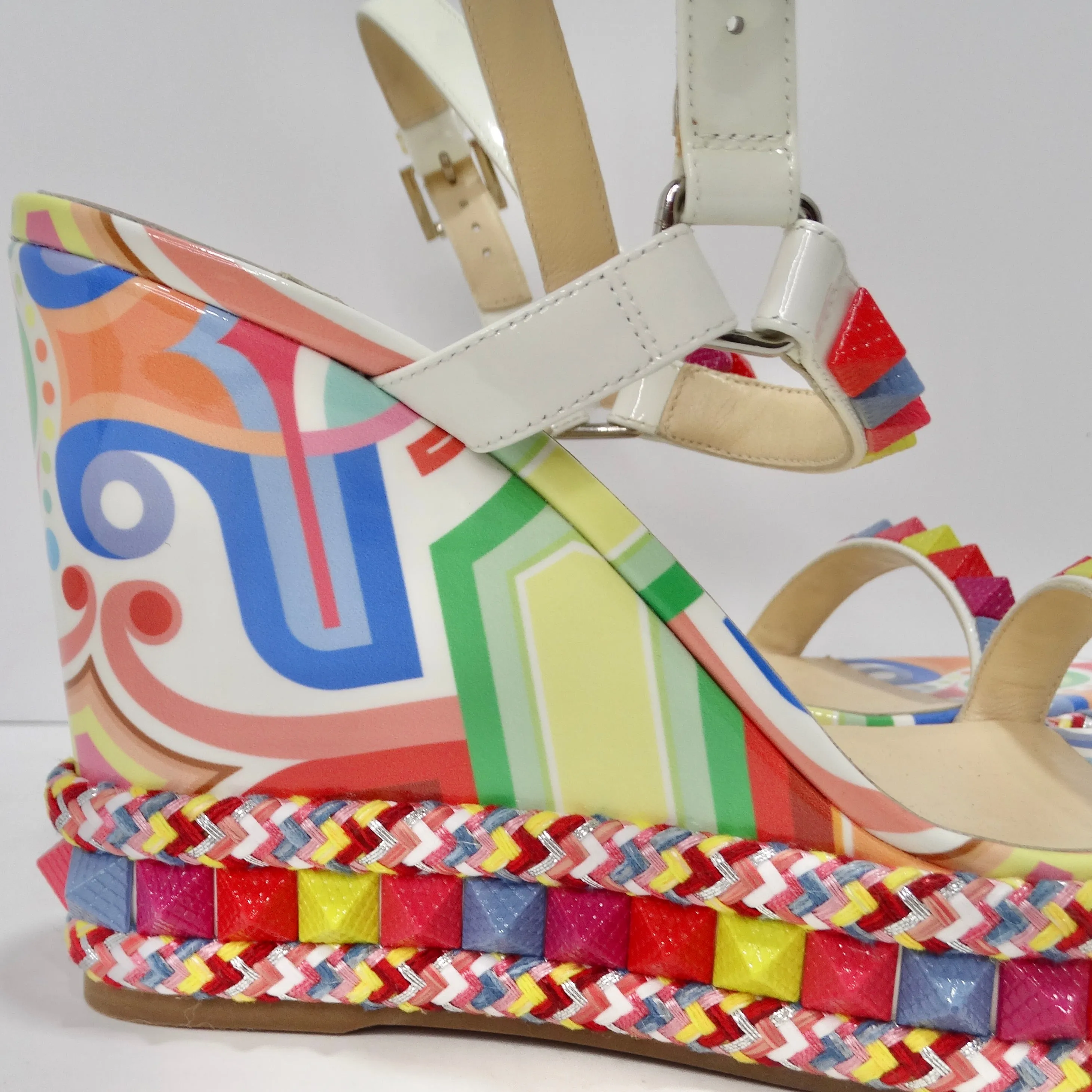 Christian Louboutin Multicolor Printed Stud Wedges