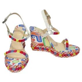 Christian Louboutin Multicolor Printed Stud Wedges