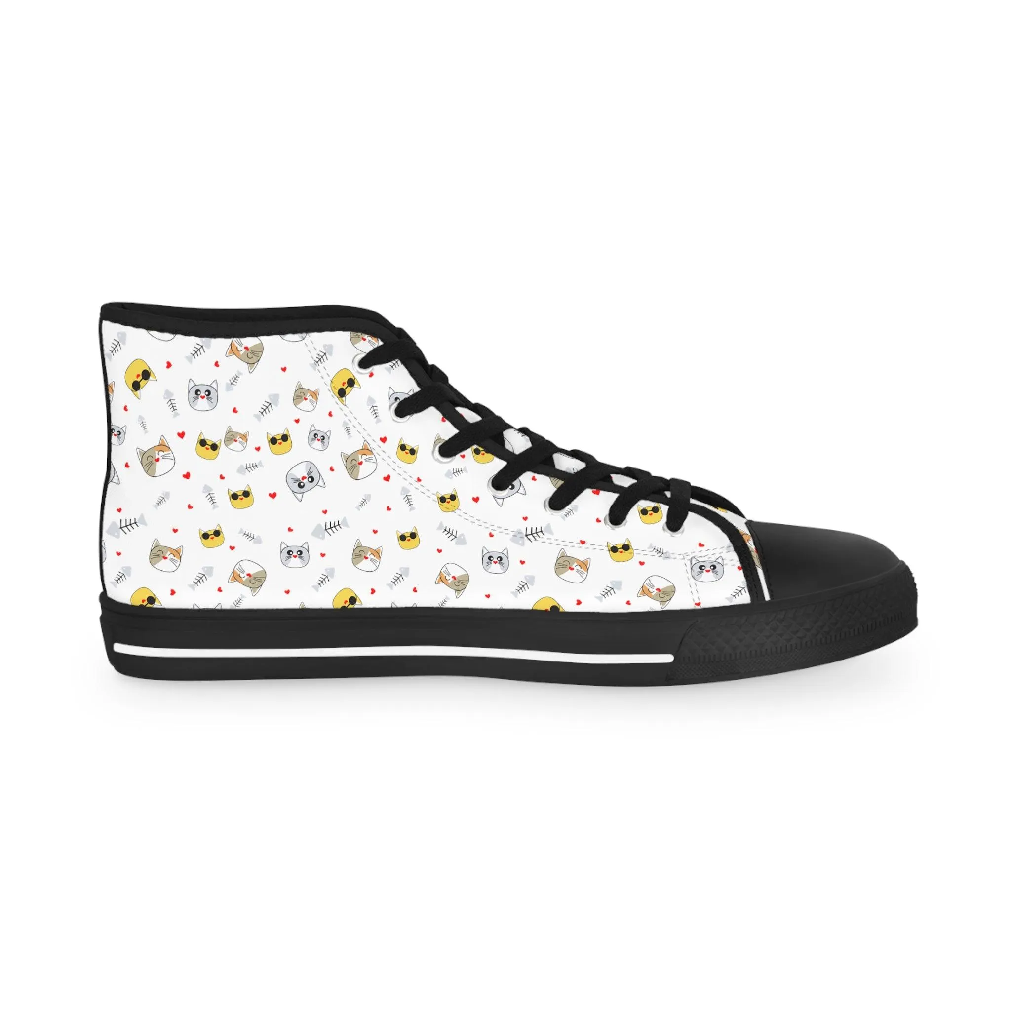 Custom Cat Print High Top Sneakers for Men - Stand Out in Style