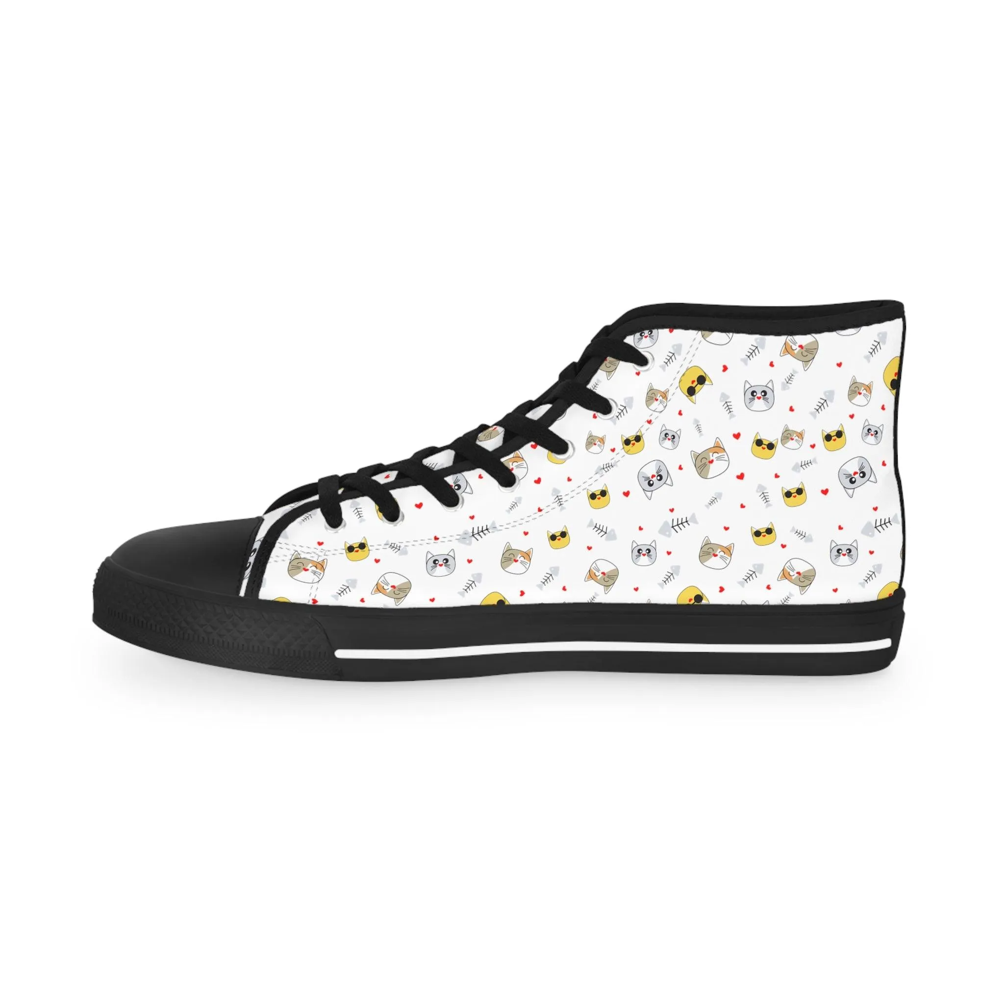 Custom Cat Print High Top Sneakers for Men - Stand Out in Style