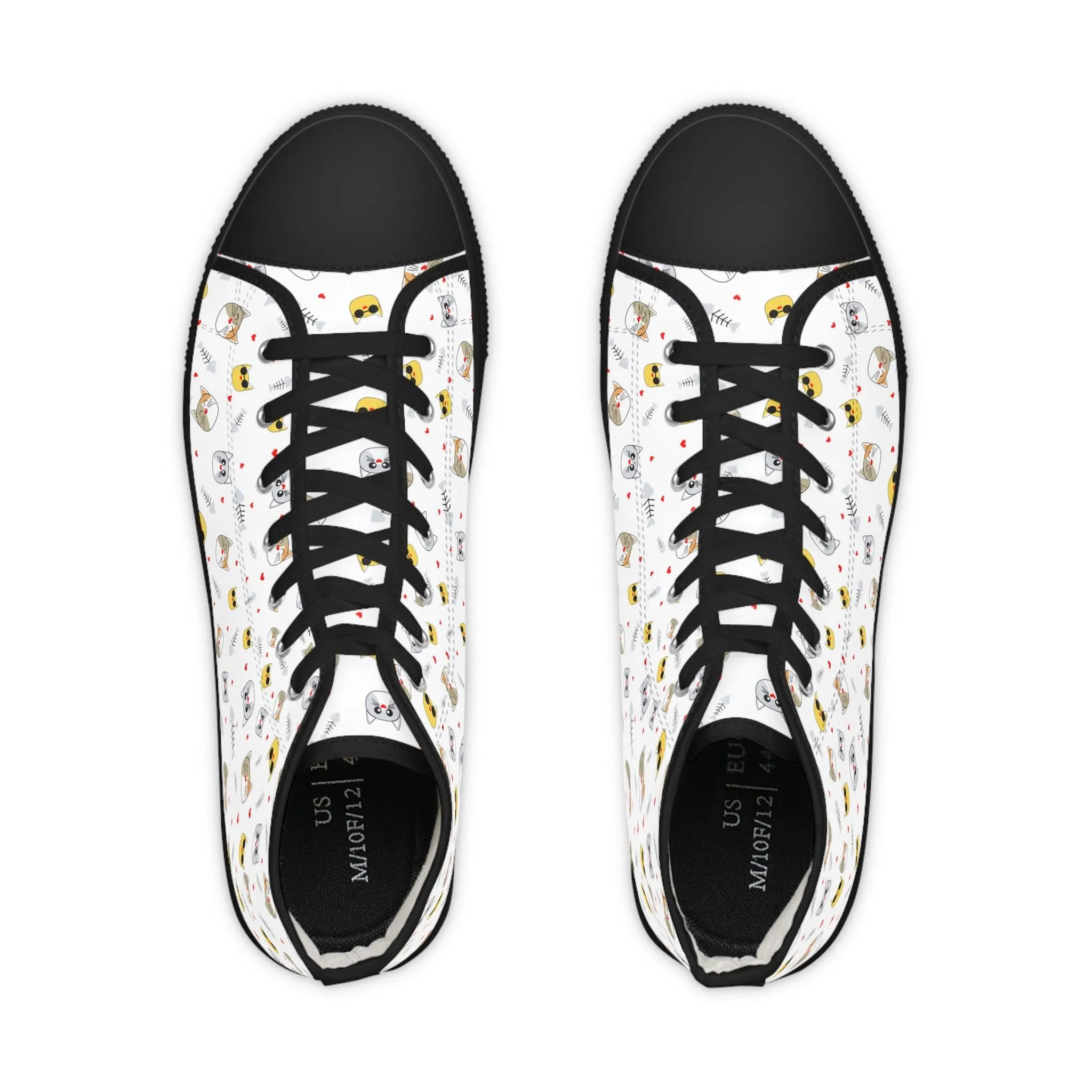 Custom Cat Print High Top Sneakers for Men - Stand Out in Style