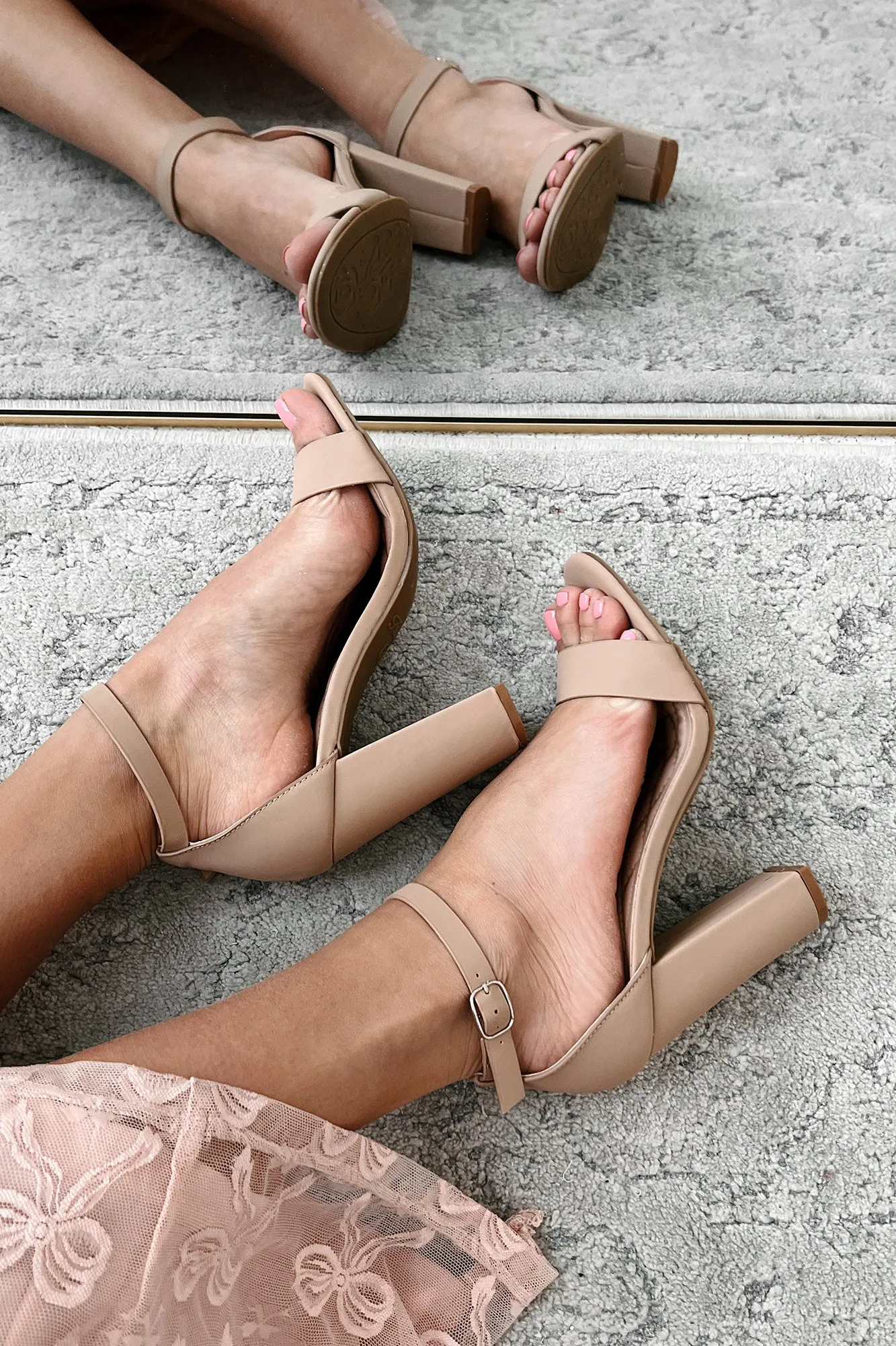 Dig In Your Heels Ankle Strap Heels (Taupe)