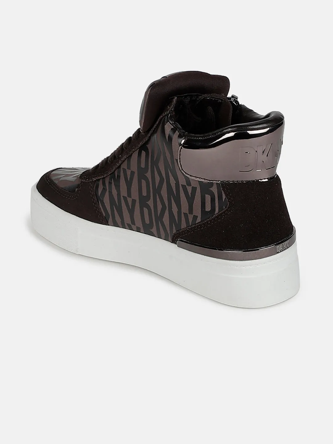 Dkny Women Brown Printed Round Toe Lace-Ups Sneakers