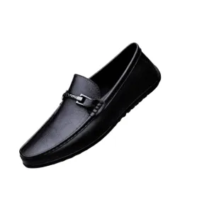 Elegant Men's Loafers with Metal Chain Accent