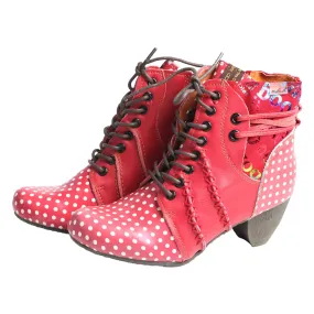 Handmade Stylish Polka Women Ankle Boots Genuine Leather