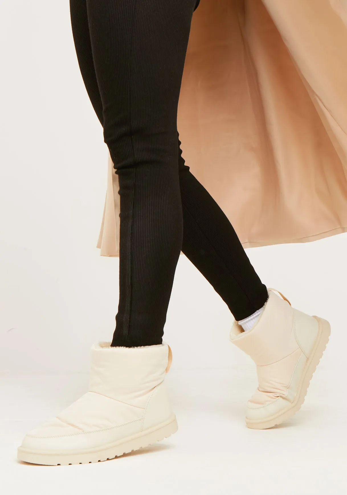 Kyla Beige Fur Lined Ankle Boots