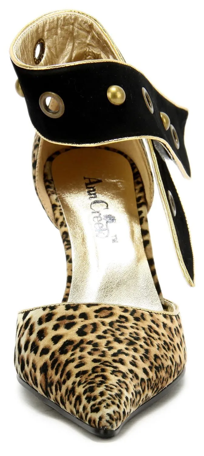 Leopard Designer Style Faux Suede Heels