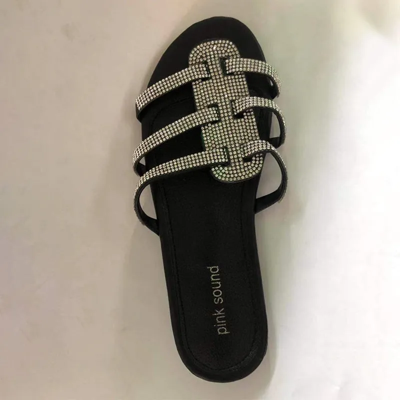 Luxurious Crystal Glitter Flat Sandal