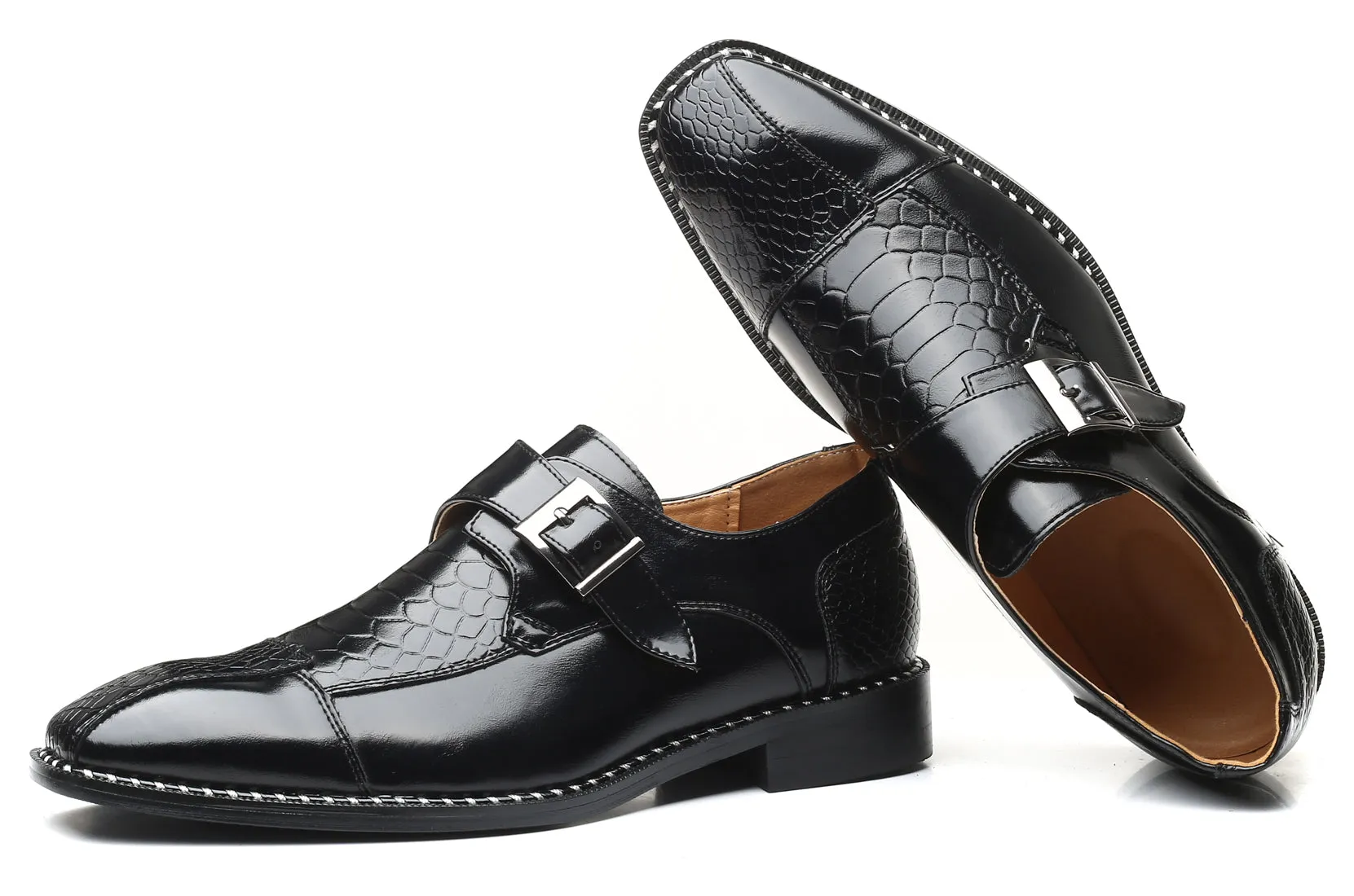 Men's Alligator Composite Monk Strap Loafers