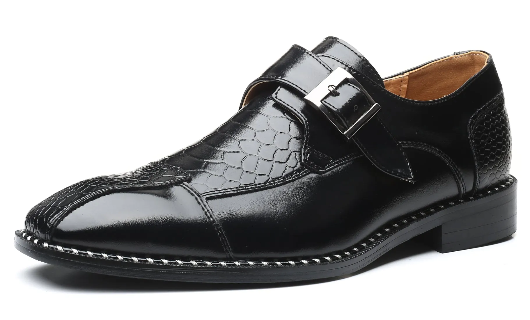 Men's Alligator Composite Monk Strap Loafers