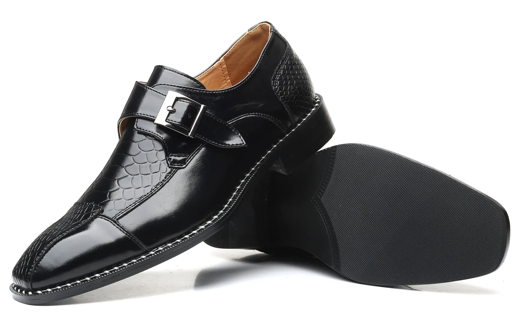 Men's Alligator Composite Monk Strap Loafers