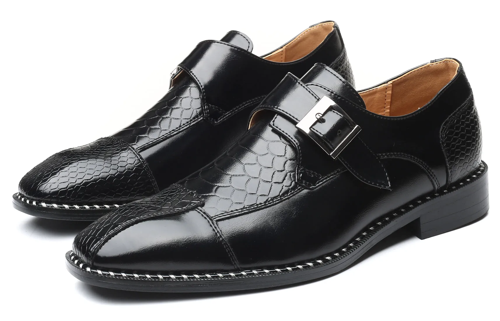 Men's Alligator Composite Monk Strap Loafers