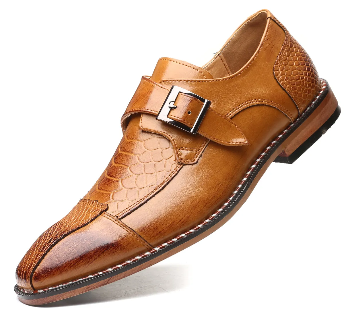 Men's Alligator Composite Monk Strap Loafers