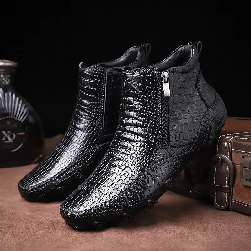 Men's Leather Warm Ankle Boots