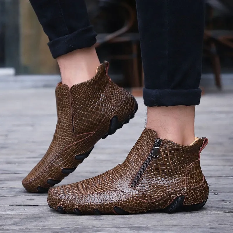 Men's Leather Warm Ankle Boots