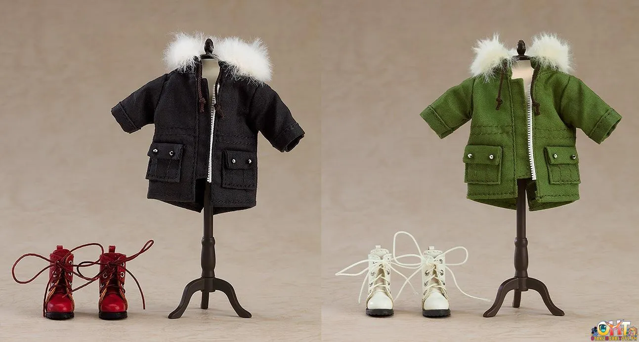 Nendoroid Doll Warm Clothing Set: Boots & Mod Coat (Black/Khaki Green)