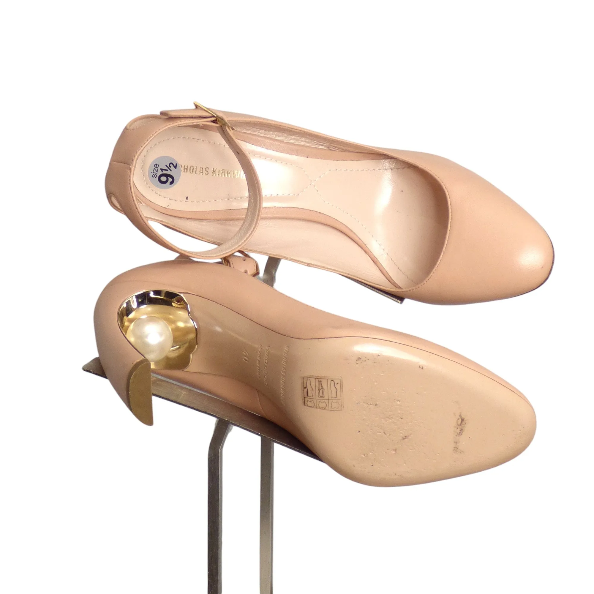 NICHOLAS KIRKWOOD- Beige Leather & Pearl Heel Pumps, Size 40