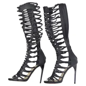 Paul Andrew Black Leather Gladiator Heels