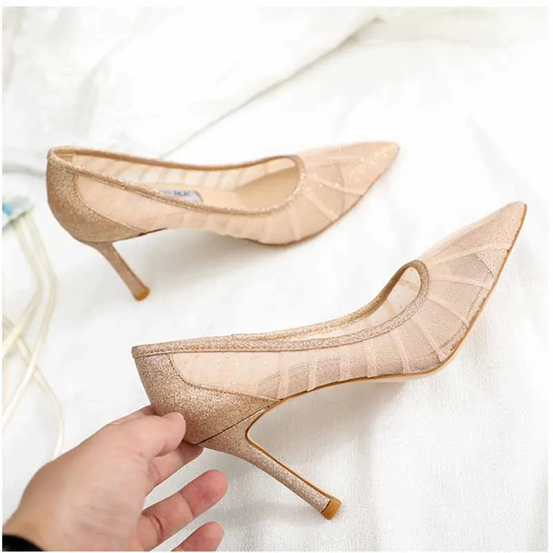 Pointed Toe High Heels Women Pumps Transparent Party Wedding Shoes