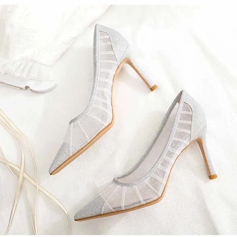 Pointed Toe High Heels Women Pumps Transparent Party Wedding Shoes