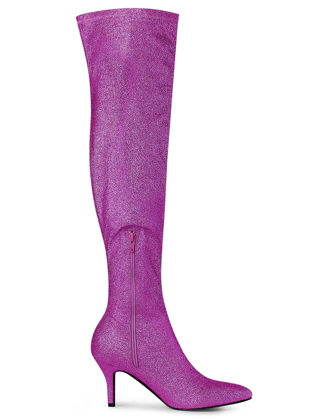 Purple Stylish Glitter Over The Knee Boots