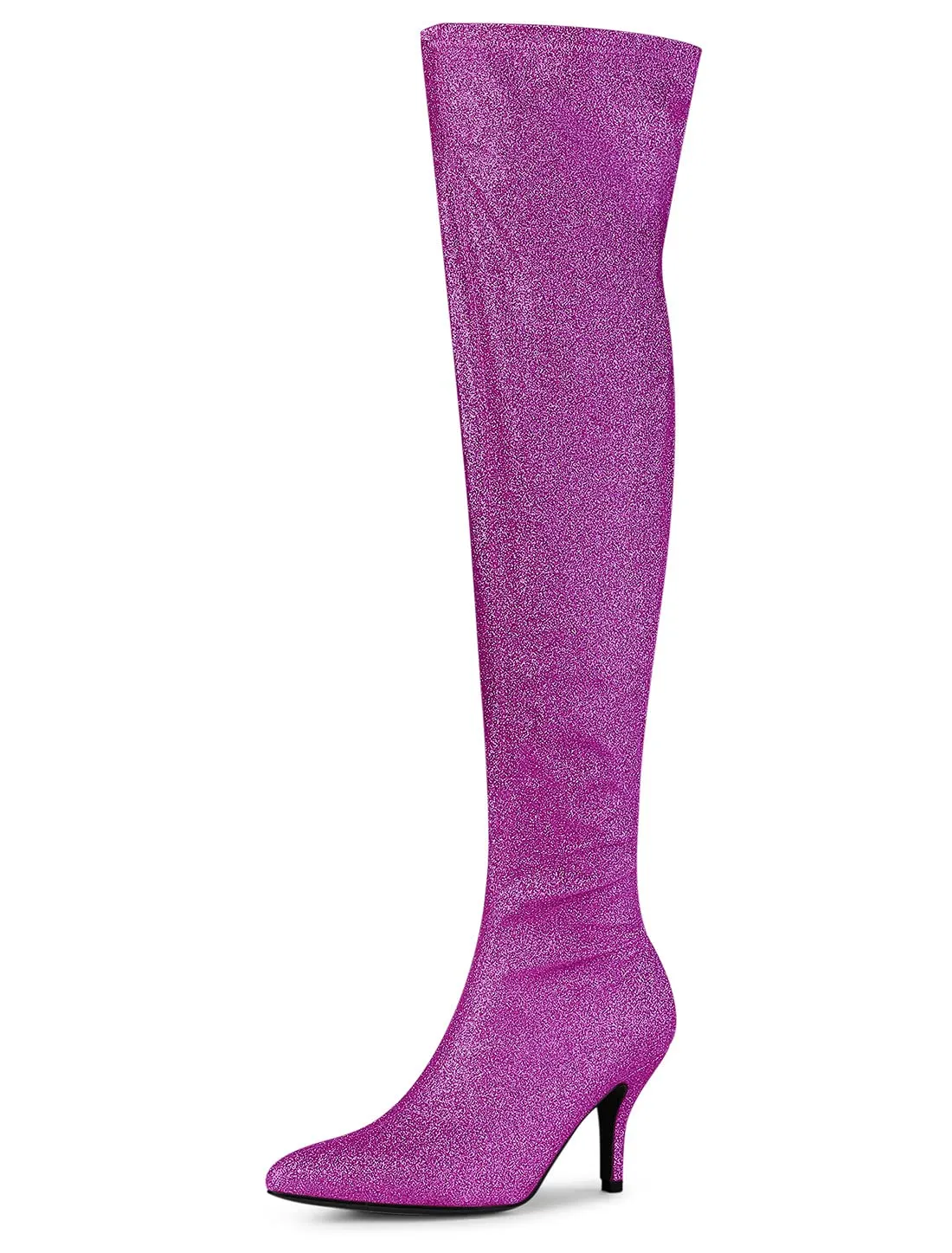 Purple Stylish Glitter Over The Knee Boots