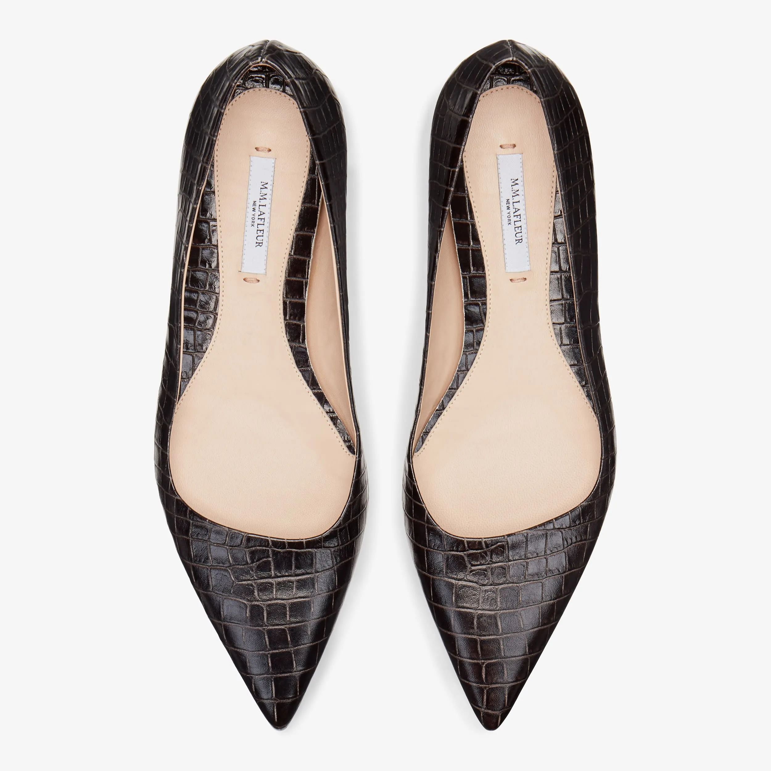 Rowan Flat - Embossed Croc :: Onyx