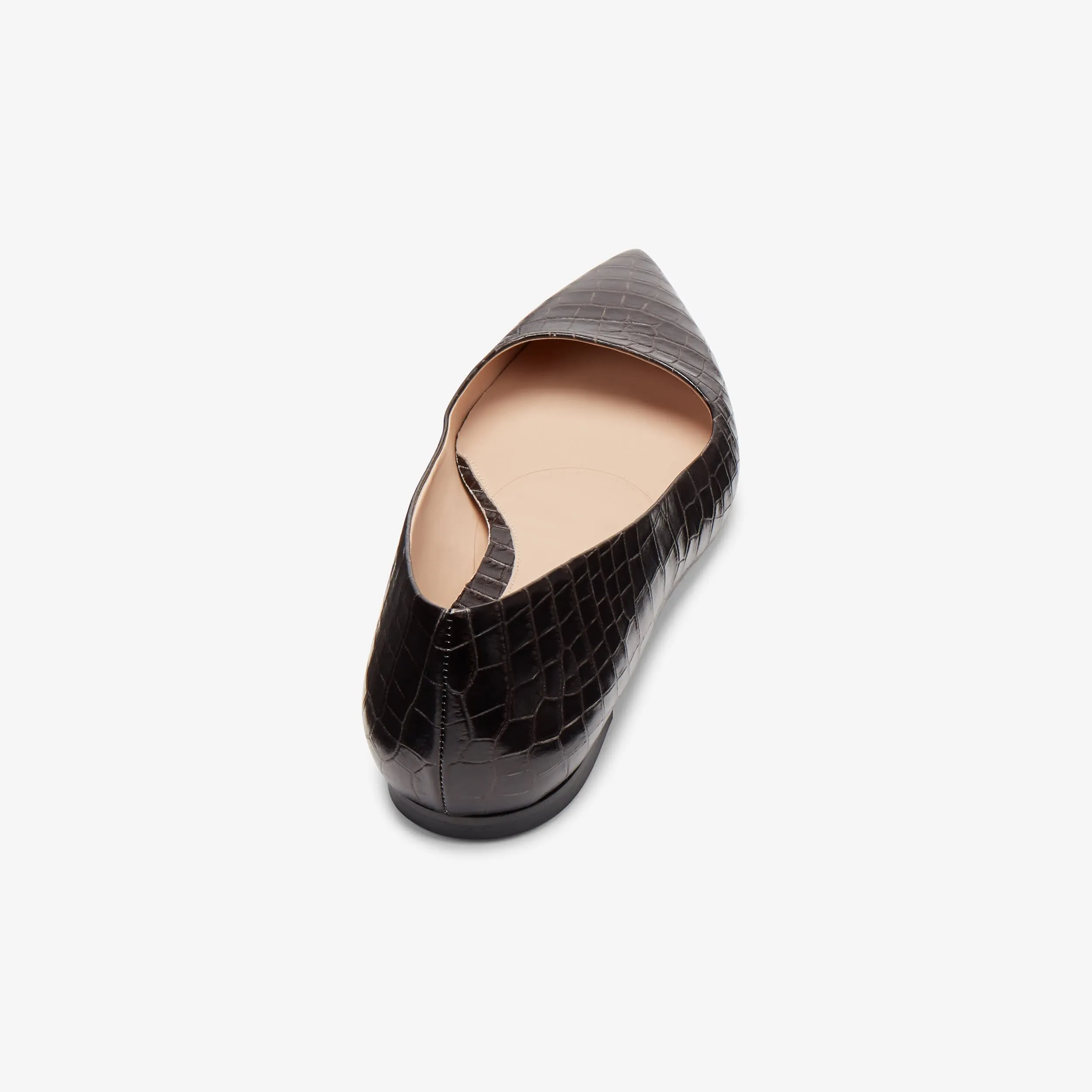 Rowan Flat - Embossed Croc :: Onyx