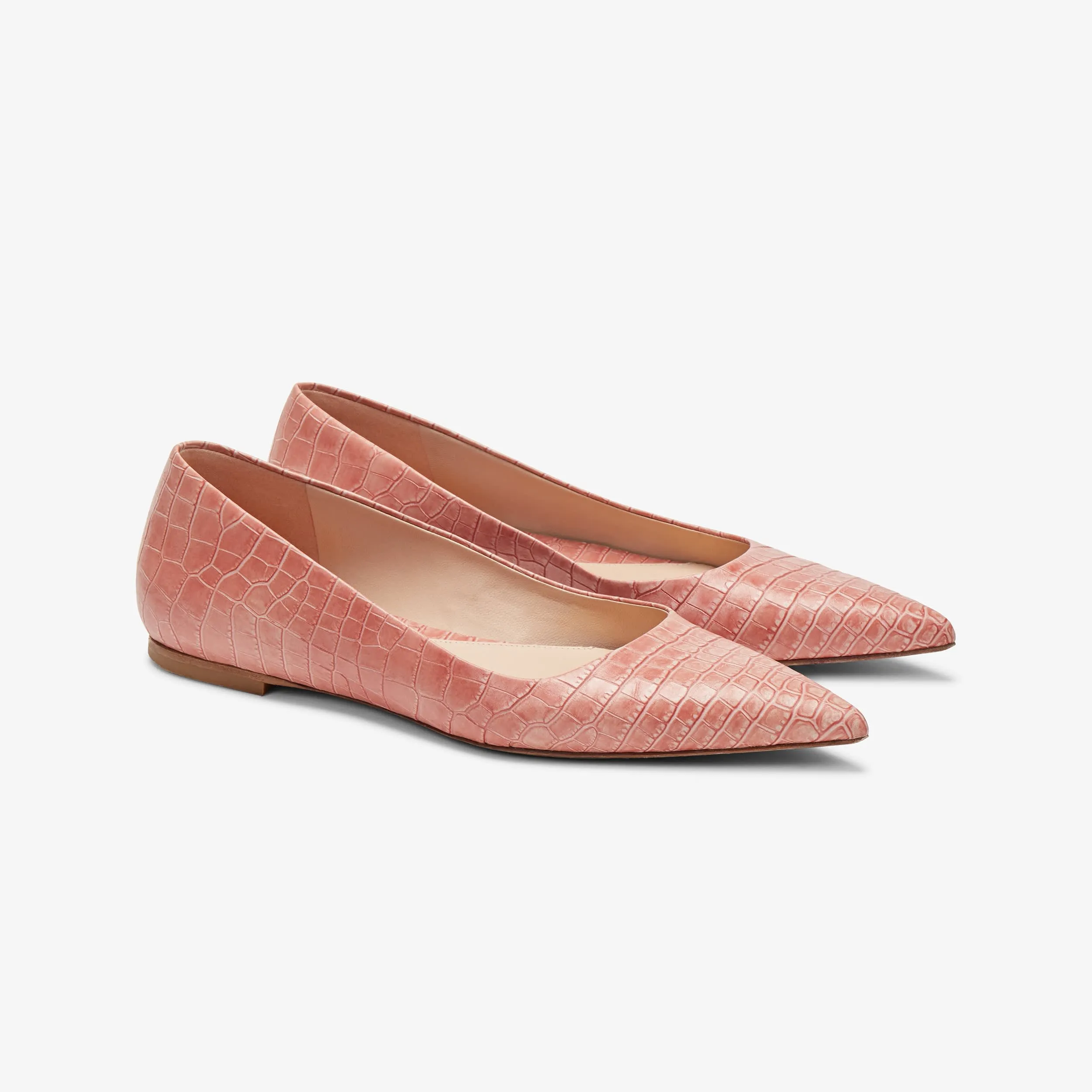 Rowan Flat - Embossed Croc :: Rose