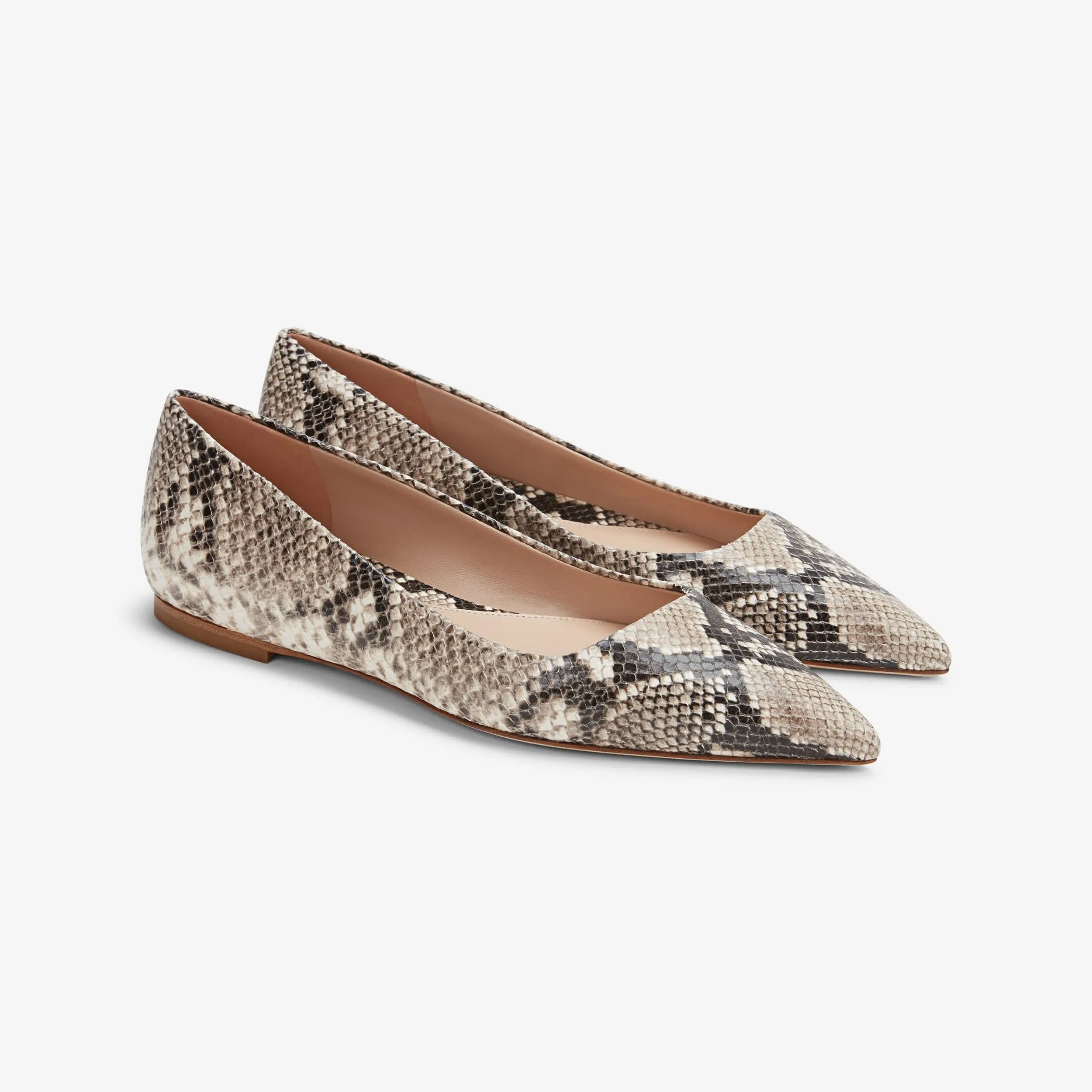 Rowan Flat - Embossed Snakeskin :: Black / Ivory