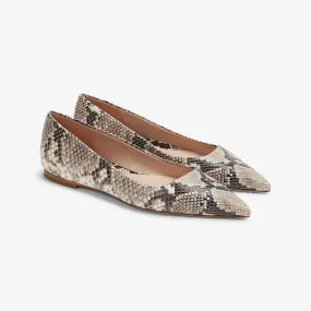 Rowan Flat - Embossed Snakeskin :: Black / Ivory