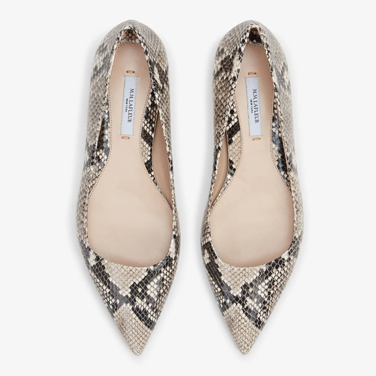 Rowan Flat - Embossed Snakeskin :: Black / Ivory